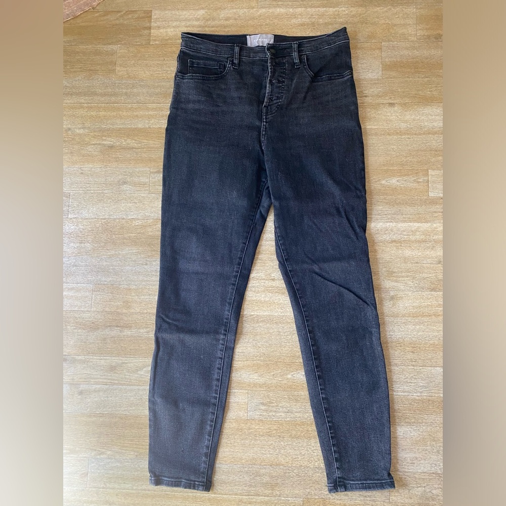 Everlane size 30 high rise black skinny jeans with button fly